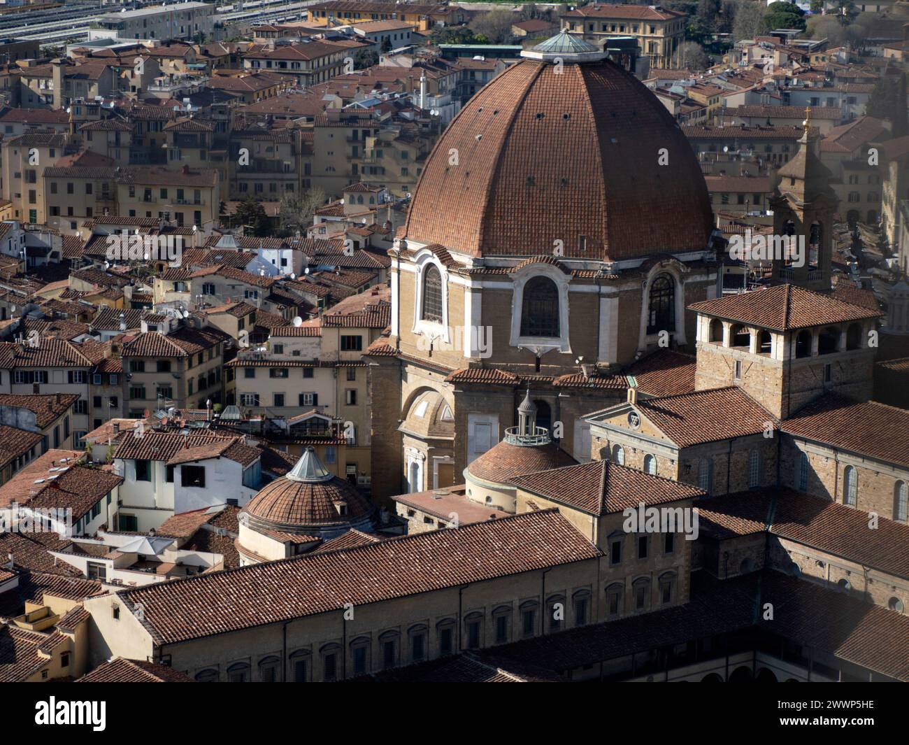 Cappelle Medicee Florence Aerial view cityscape from giotto tower ...