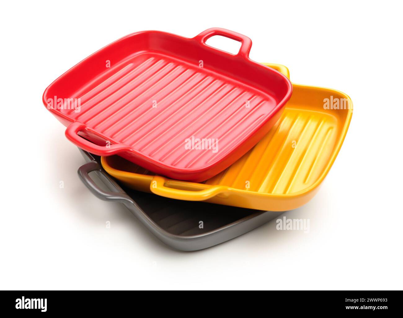 Classic ceramic casserole dish with handles on white background Stock Photo