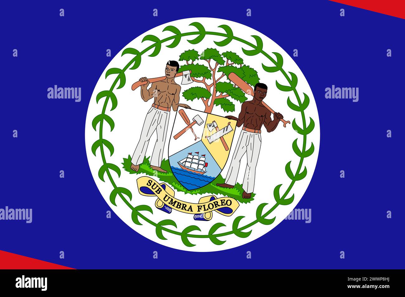 Belize flag - rectangular cutout of rotated vector flag Stock Vector ...