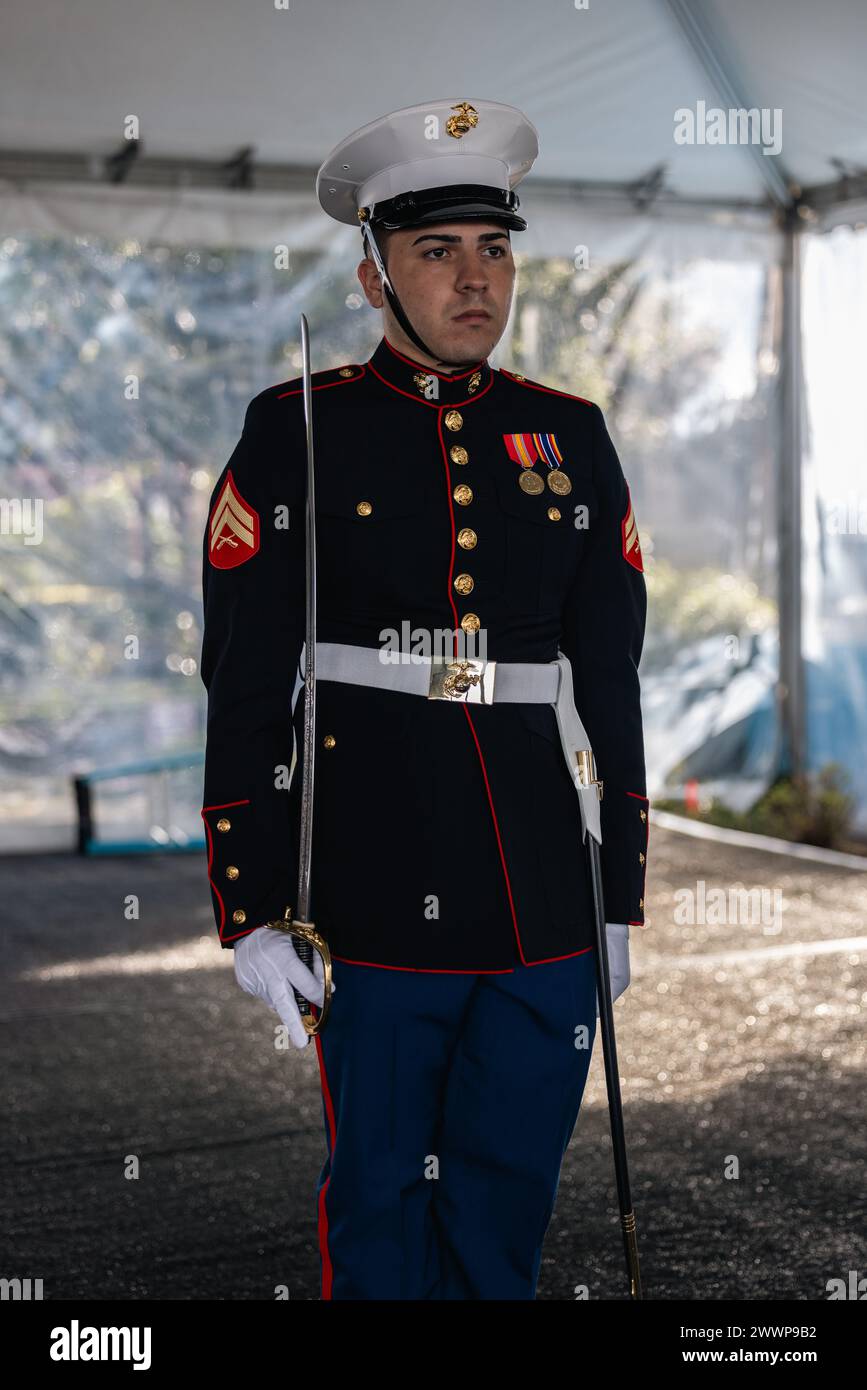U.S. Marine Corps Cpl. Joel Barra, assigned to the rifle detail as the ...