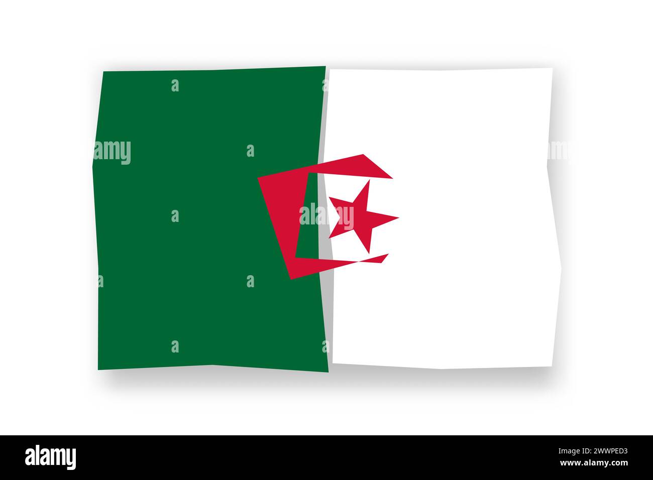 Algeria flag  - stylish flag mosaic of colorful papercuts. Vector illustration with dropped shadow isolated on white background Stock Vector