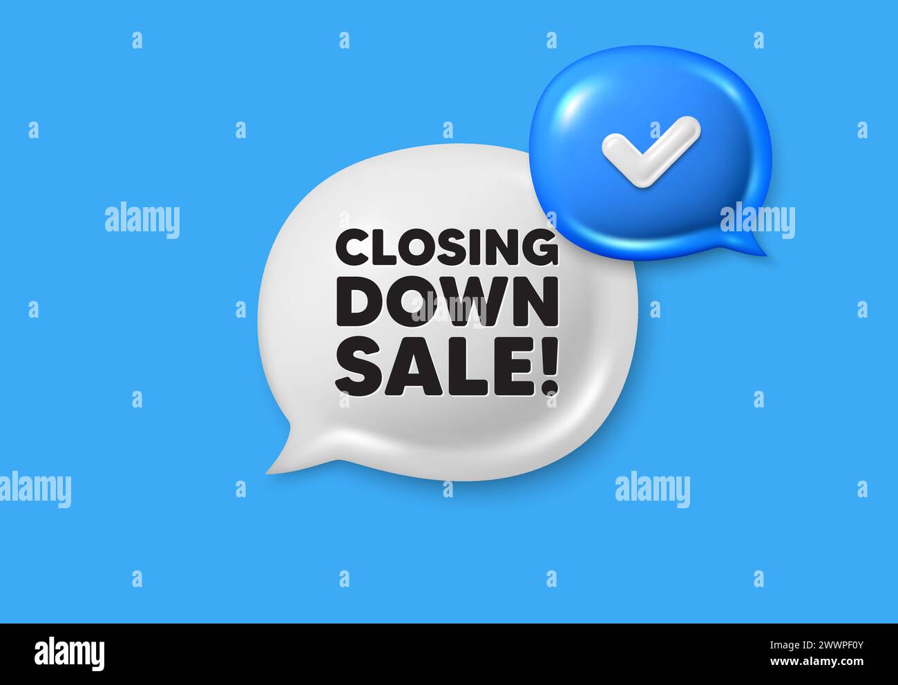 Closing down sale. Special offer price sign. Text box speech bubble 3d
