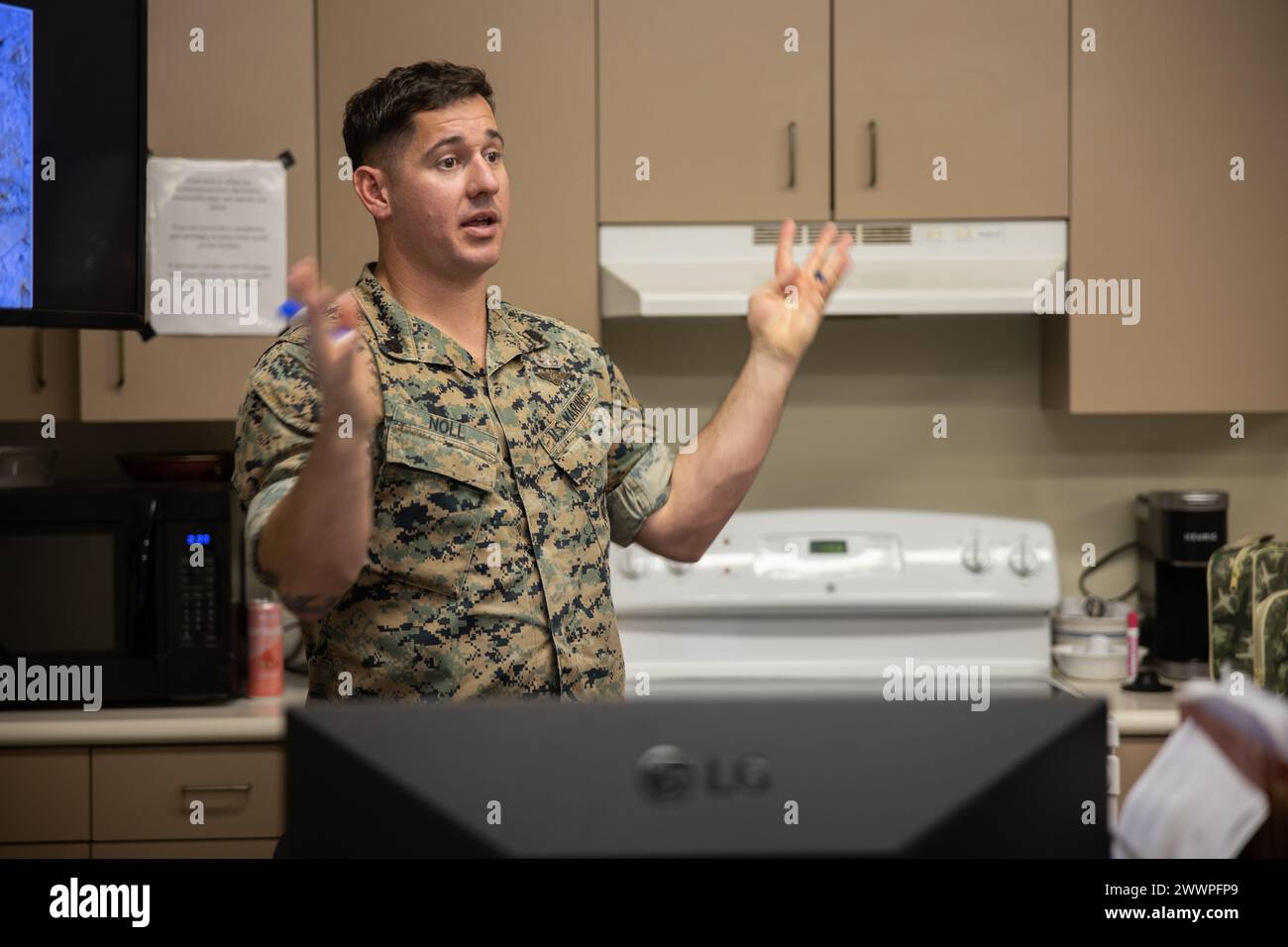 U S Marine Corps Staff Sgt Elias Noll an explosive ordnance disposal