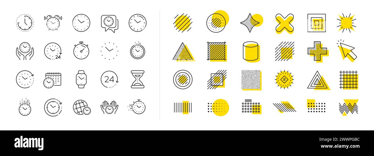 Time and clock line icons. Timer, Alarm and Smartwatch. Design elements. Vector Stock Vector