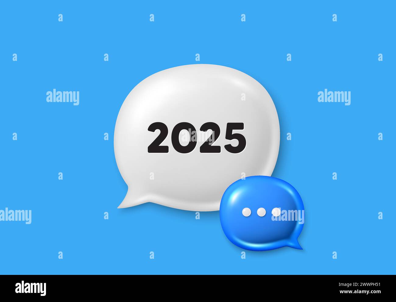 2025 year icon. Event schedule annual date. Text box speech bubble 3d