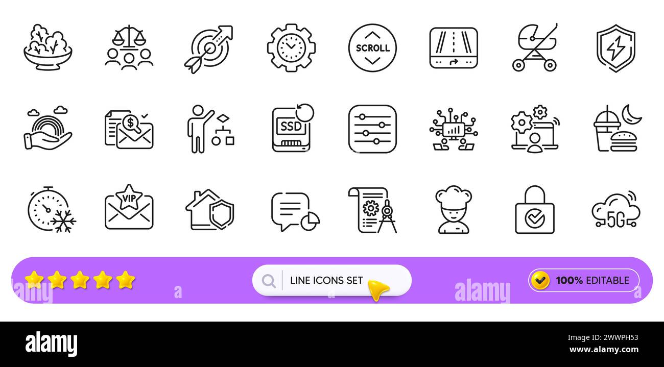 Baby carriage, Filter and Recovery ssd line icons for web app. Pictogram icon. Line icons. Vector Stock Vector