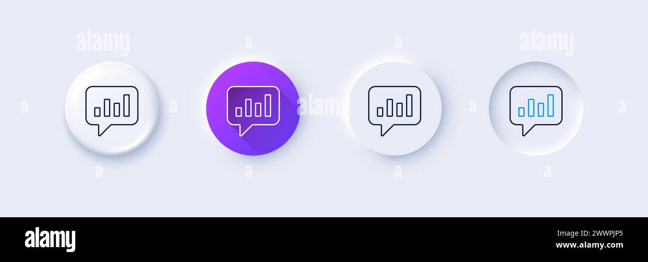 Chart line icon. Report graph in speech bubble. Line icons. Vector Stock Vector