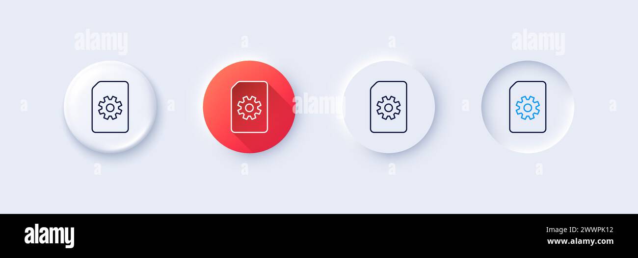 Document Management icon. File with Cogwheel. Line icons. Vector Stock Vector