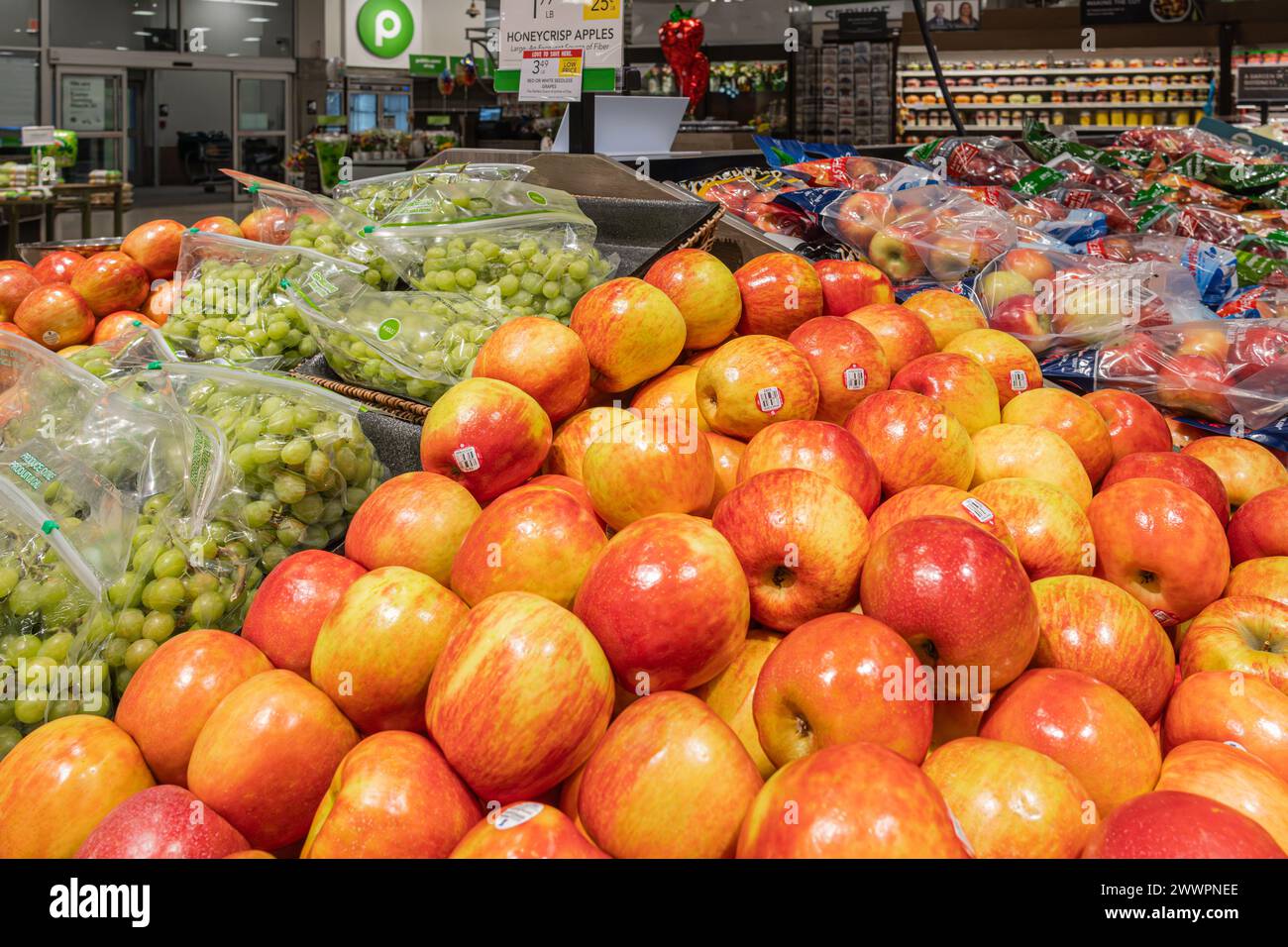 Fresh fruit section of a Publix Food & Pharmacy supermarket in Ponte Vedra Beach, Florida. (USA) Stock Photo