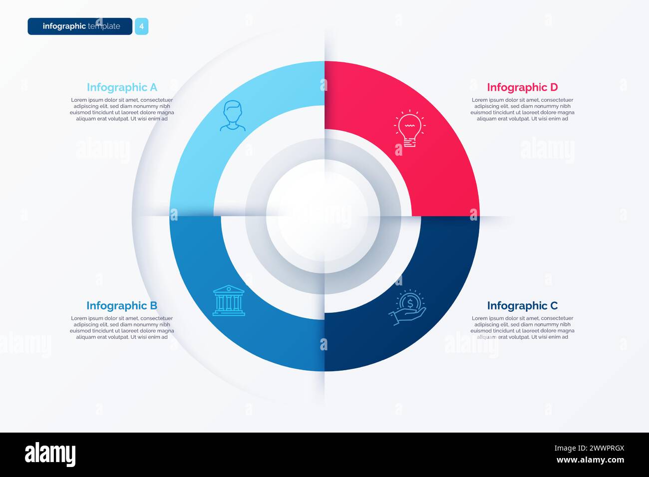 Four option cycle infographic chart. Vector illustration Stock Vector ...