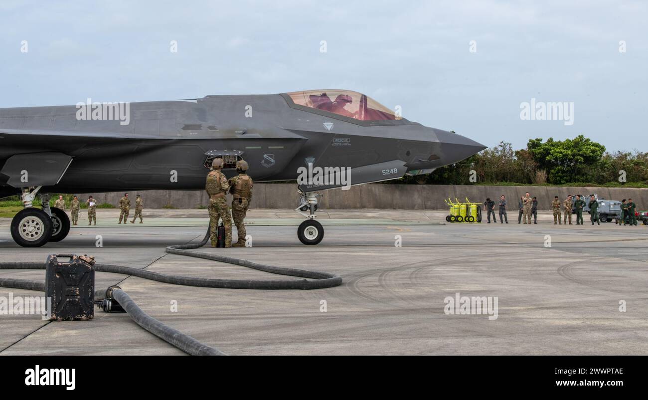 Two U.S. Air Force Airmen with the 18th Logistics Readiness Squadron ...
