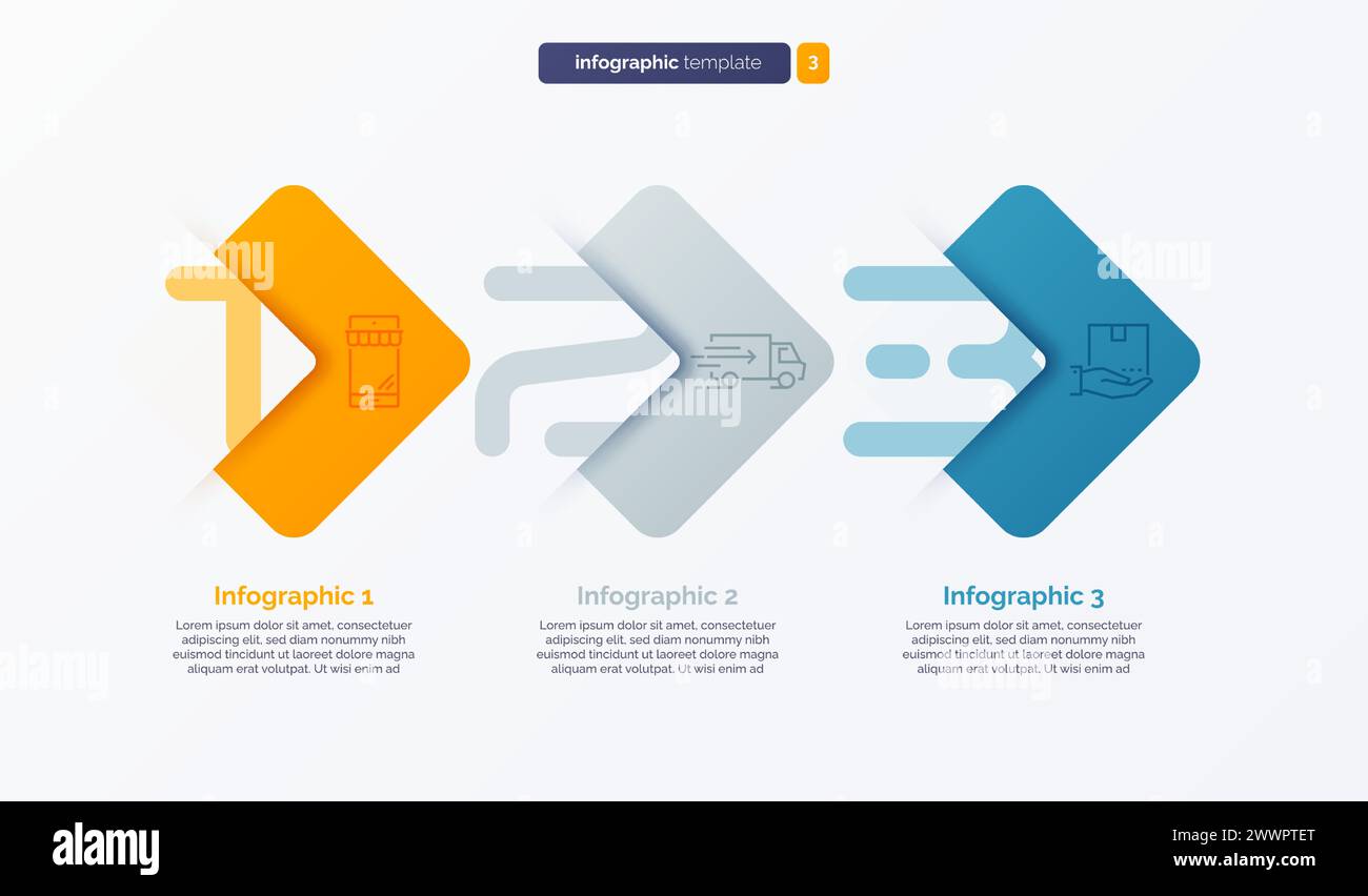 Vector number infographic template composed of 3 labels Stock Vector
