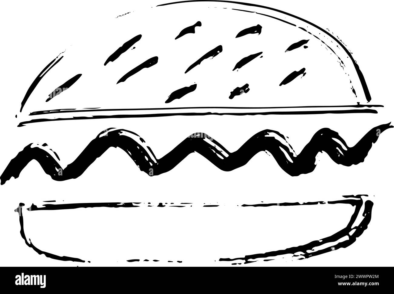 Hand Drawn Dry Brush Grunge Burger Icon Stock Vector Image & Art - Alamy