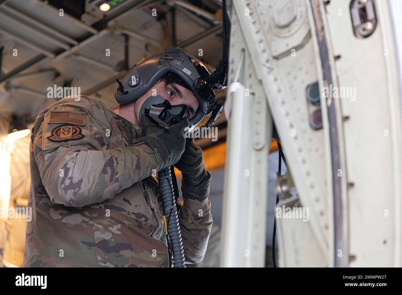 A U.S. Air Force Airman assigned to the 27th Special Operations Wing ...