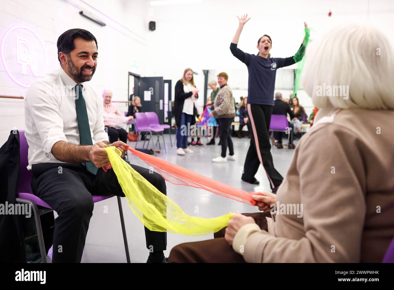 First Minister of Scotland, Humza Yousaf, takes part in a dance ...