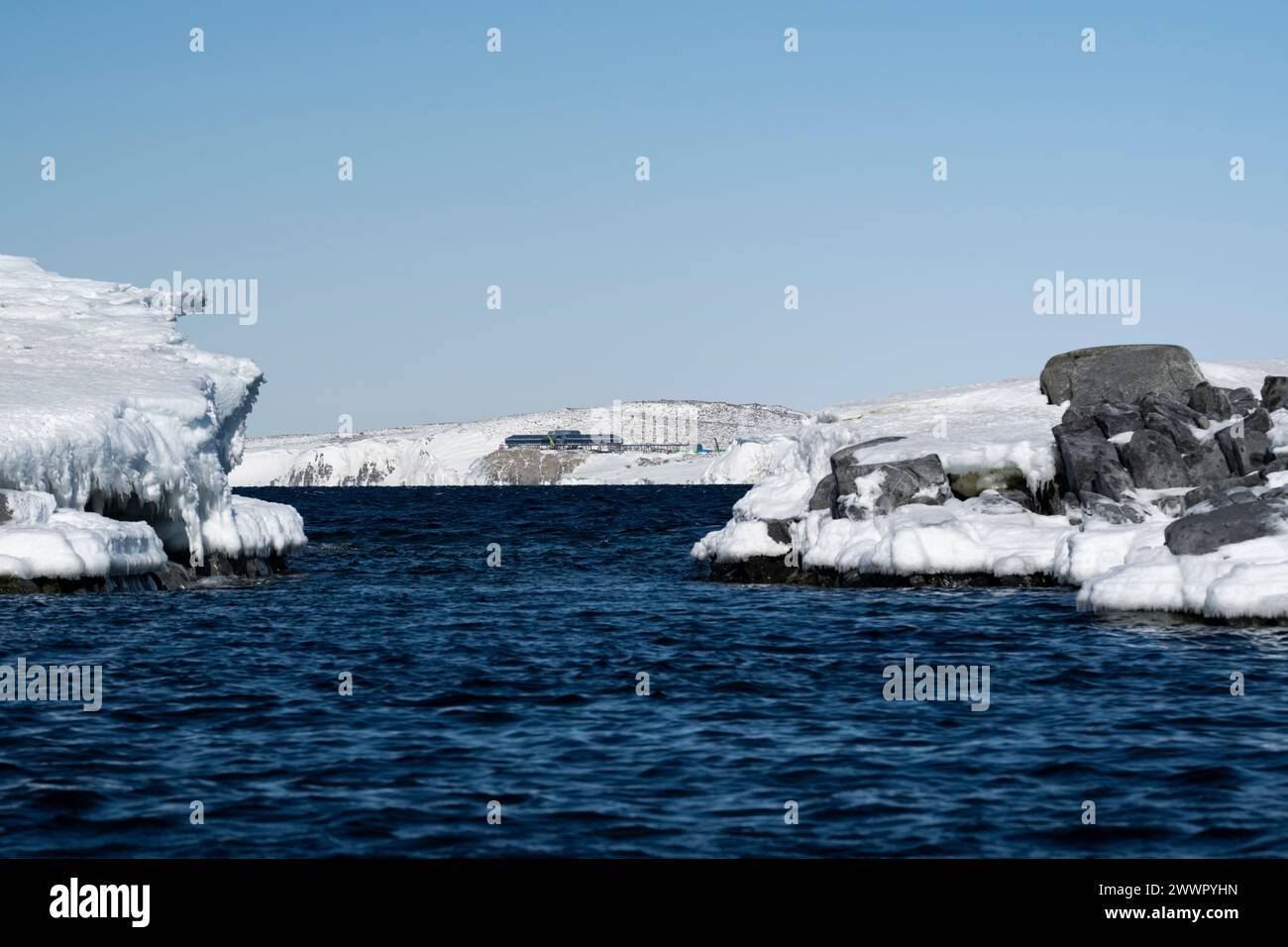 Antarctica, Ross Sea, Terra Nova Bay, Inexpressible Island. New construction of Chinese Scientific Base, yet to be named. Stock Photo