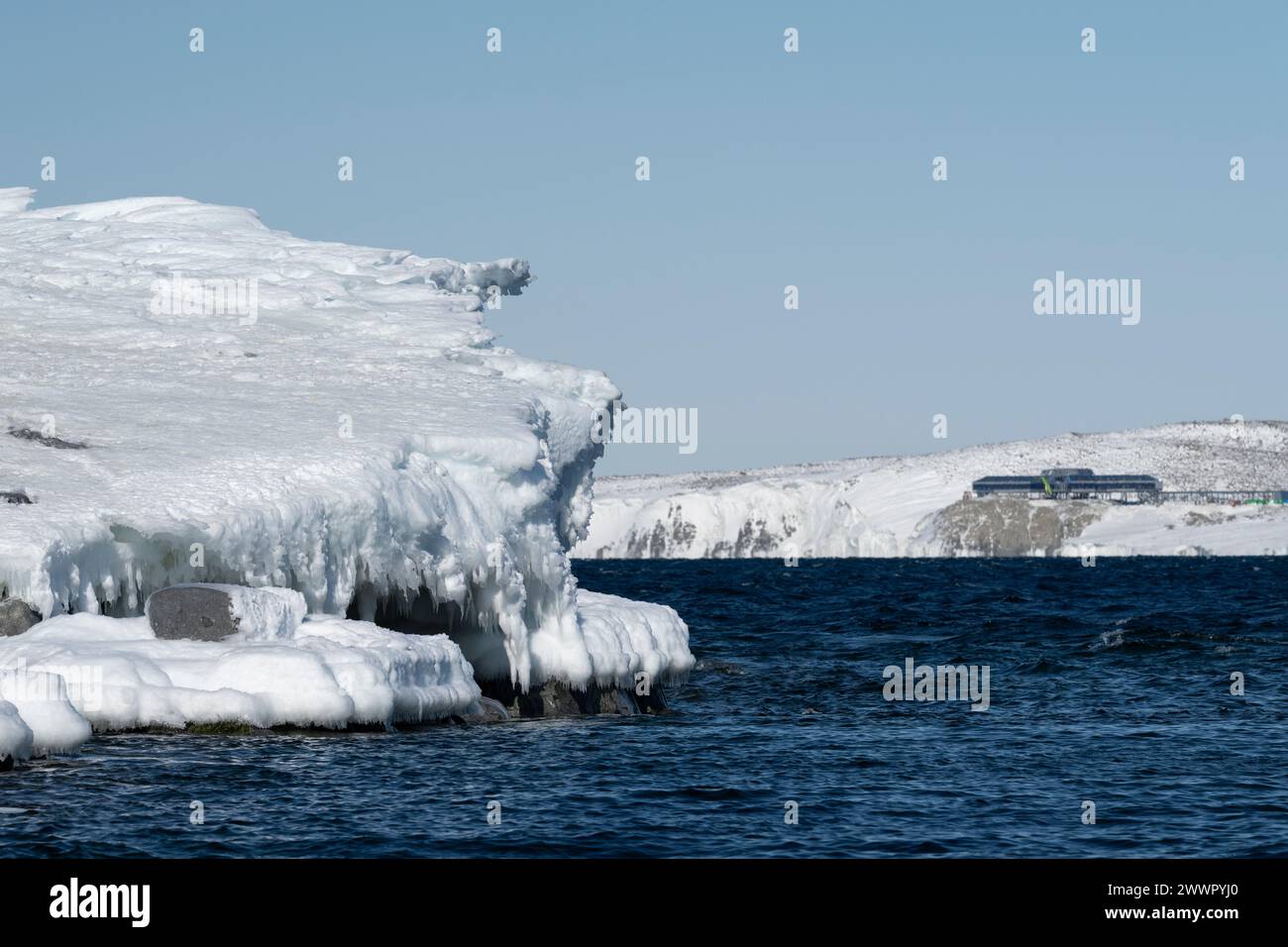 Antarctica, Ross Sea, Terra Nova Bay, Inexpressible Island. New construction of Chinese Scientific Base, yet to be named. Stock Photo