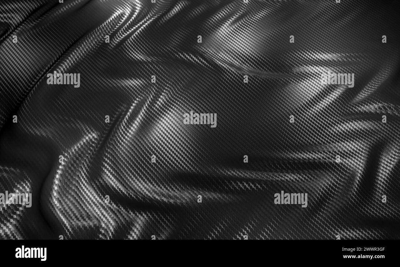 waved carbon fiber background 3d render Stock Photo