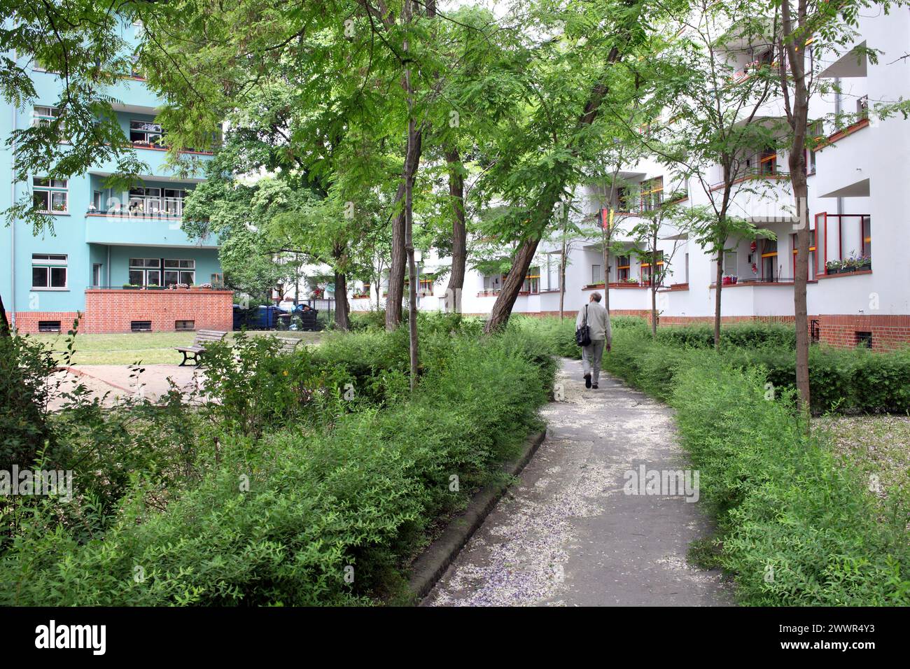 A footpath through the lavishly landscaped surroundings of a 1920s