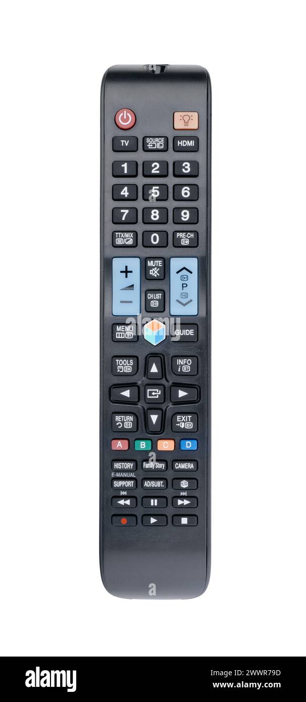 New electronic TV remote control isolated on whitre. Stock Photo