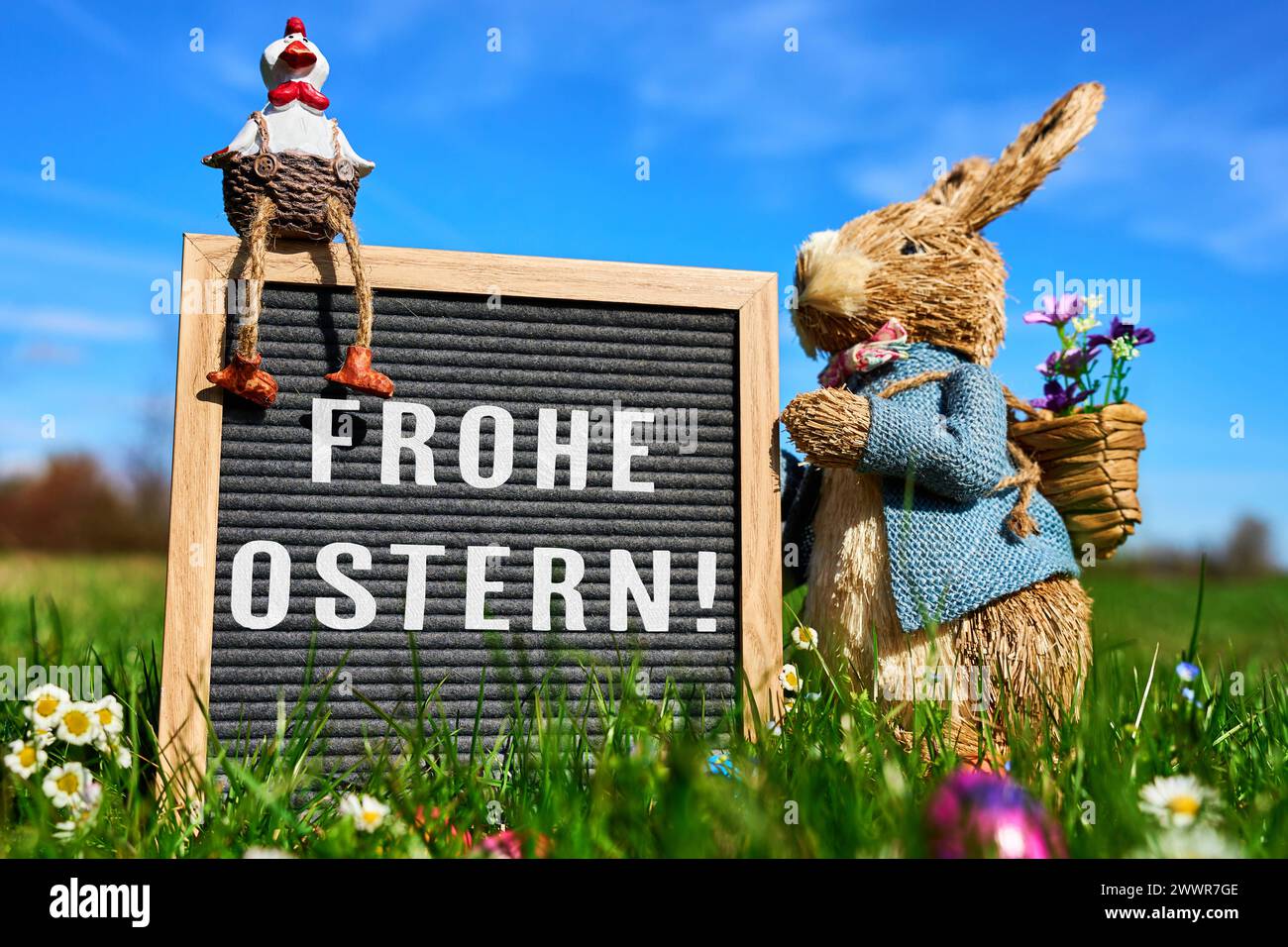  Augsburg, Bavaria, Germany - March 25, 2024: Happy Easter Greeting on a Motiv 