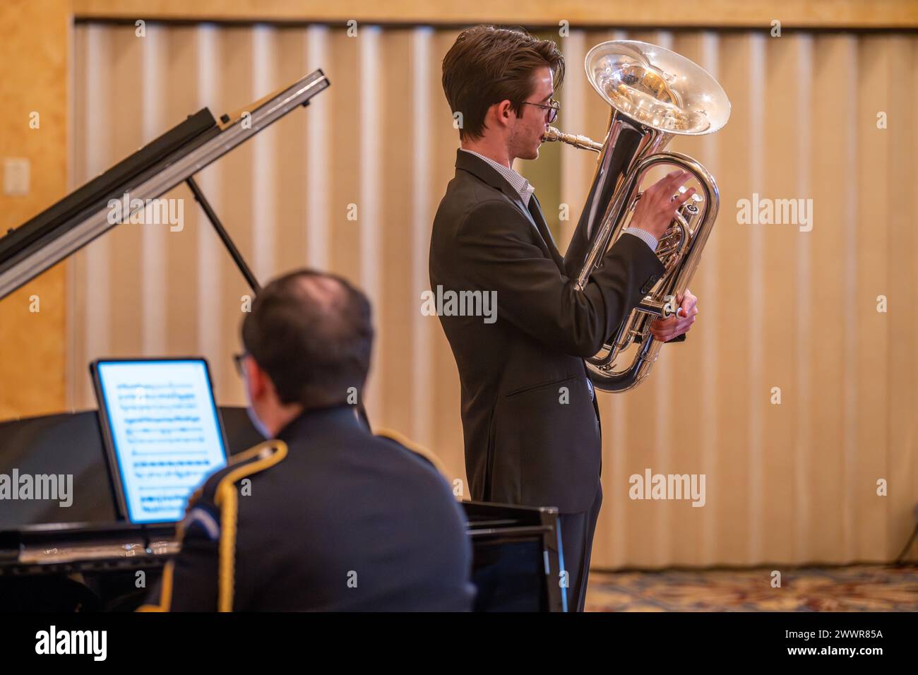 Hunter Bellows plays the euphonium by Army Staff Sgt. Nick