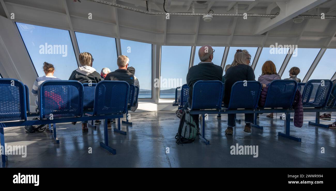 Passenger seating on the Coastal Celebration ferry, Strait of Georgia, British Columbia, Canada Stock Photo