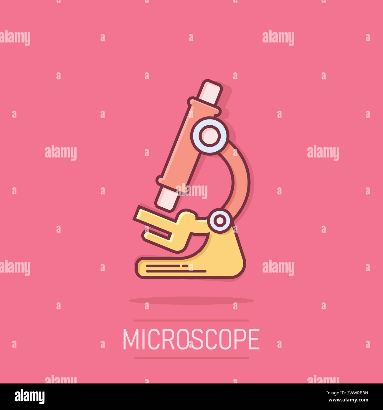 Microscope icon in comic style. Laboratory magnifier cartoon vector ...