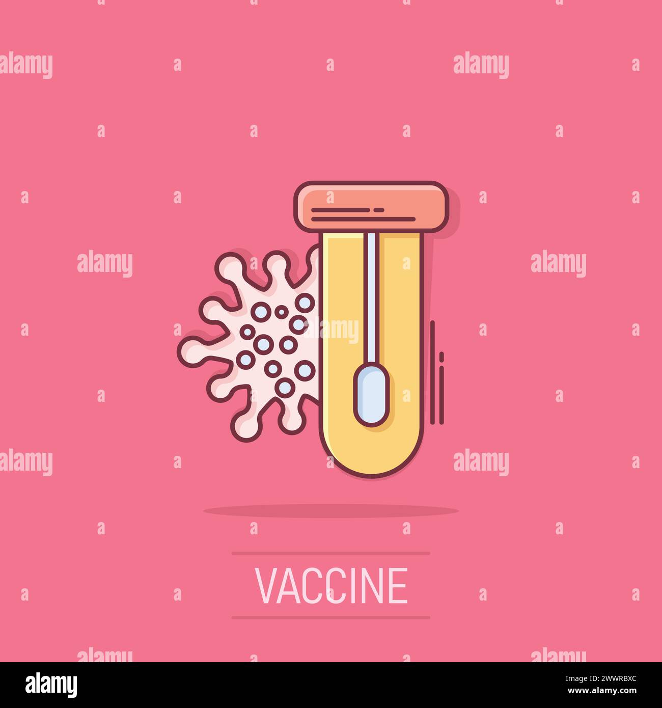 Coronavirus test icon in comic style. covid-19 cartoon vector illustration on isolated background. Medical diagnostic splash effect sign business conc Stock Vector