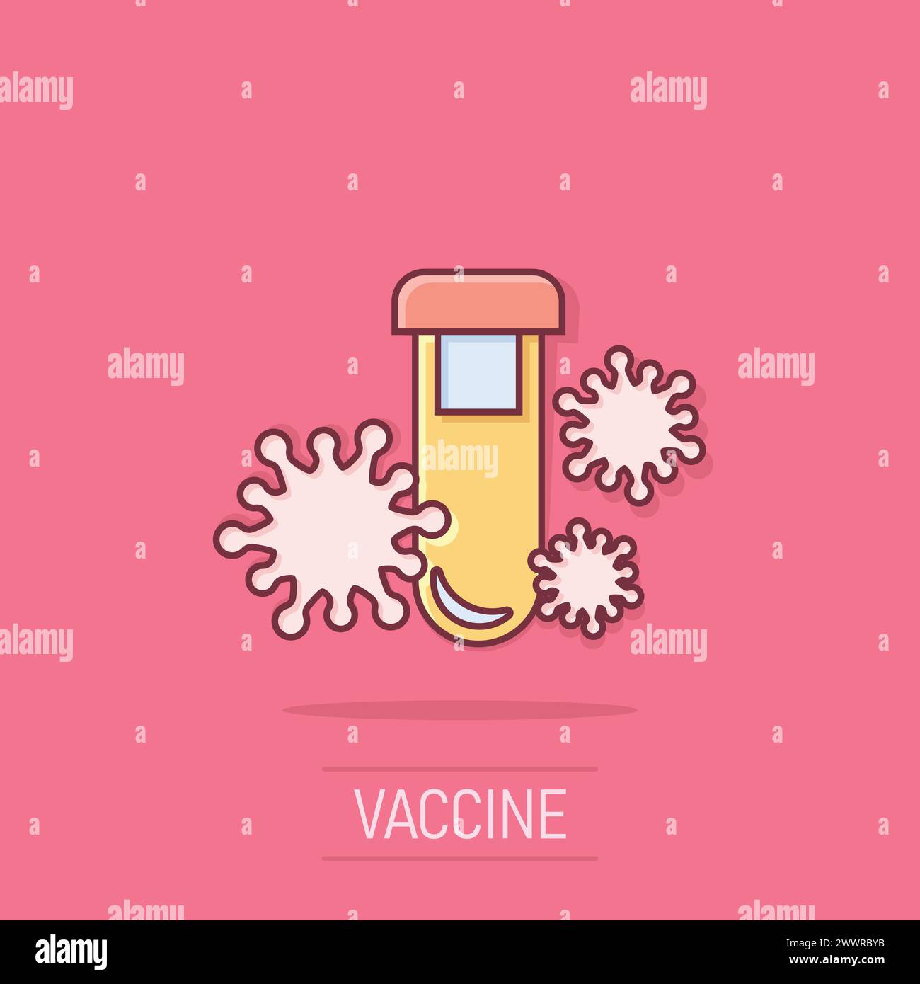 Coronavirus test icon in comic style. covid-19 cartoon vector illustration on isolated background. Medical diagnostic splash effect sign business conc Stock Vector