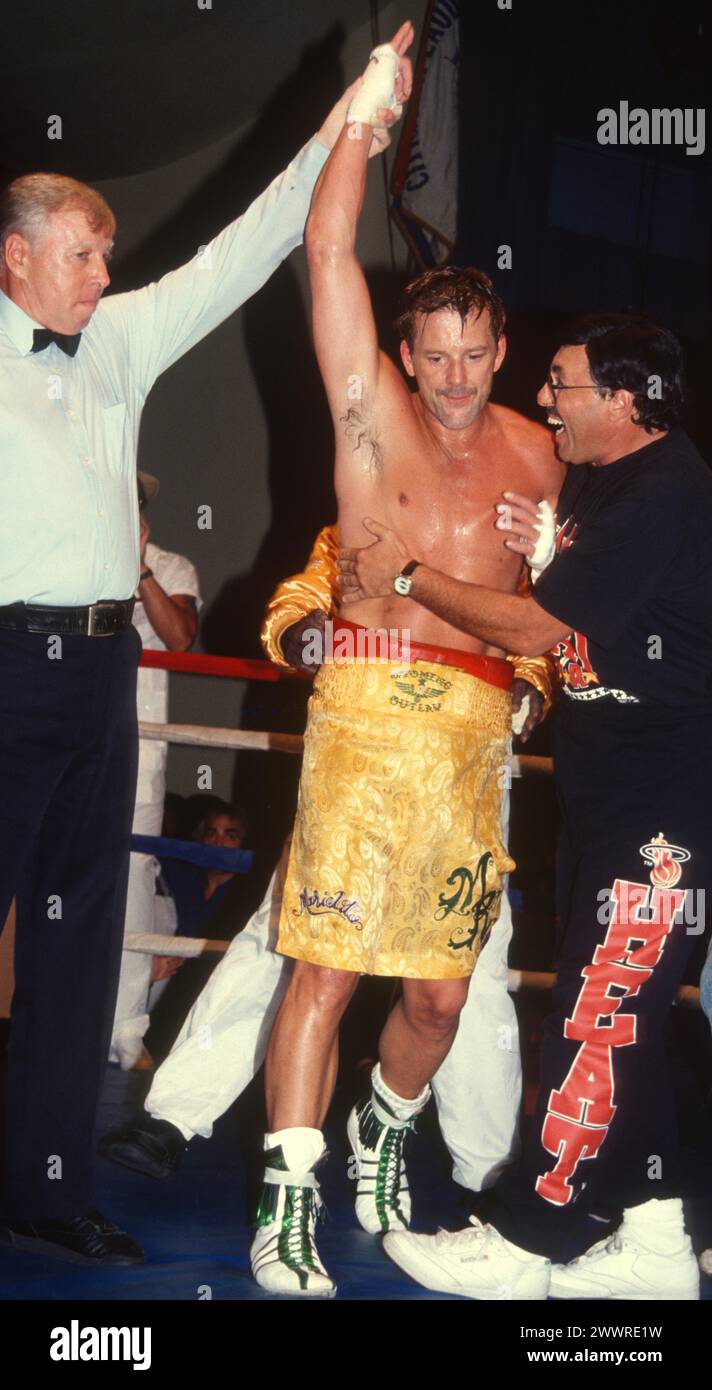 1991 Mickey Rourke wins boxing Match John Stock Photo Alamy