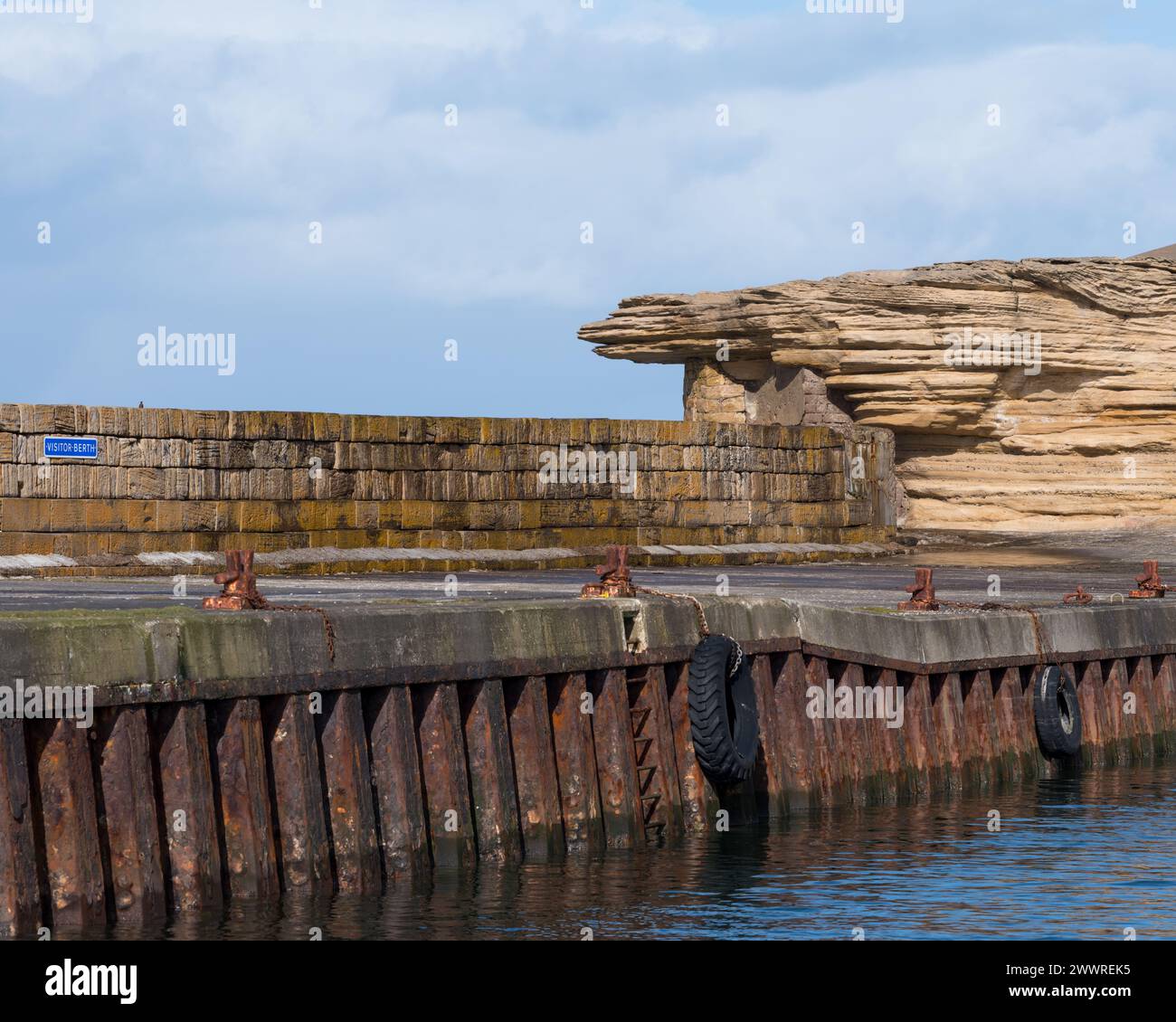 24 March 2024. Burghead Harbour,Burghead,Moray,Scotland. This is the Visitors Berth area on the Pier at Burghead Harbour. The Pier is an extension of Stock Photo