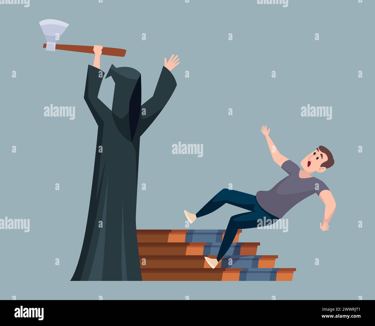 Man fall down stairs hi-res stock photography and images ...