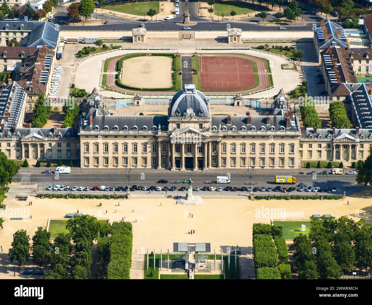 Aerial view of Ecole Militaire, or Military School, from Eiffel