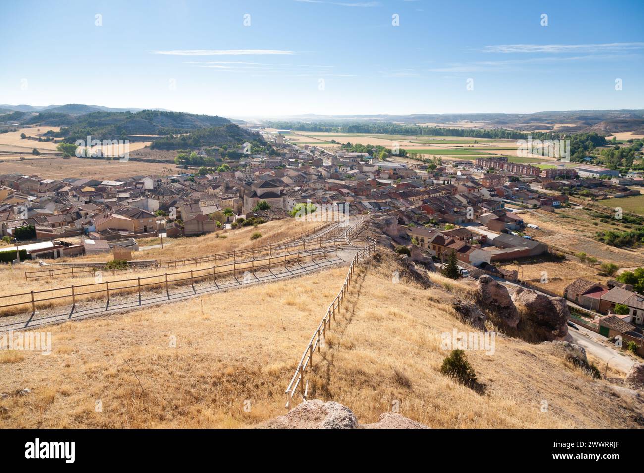 Langa de Duero town aerial view, Spain. Spanish landmark Stock Photo