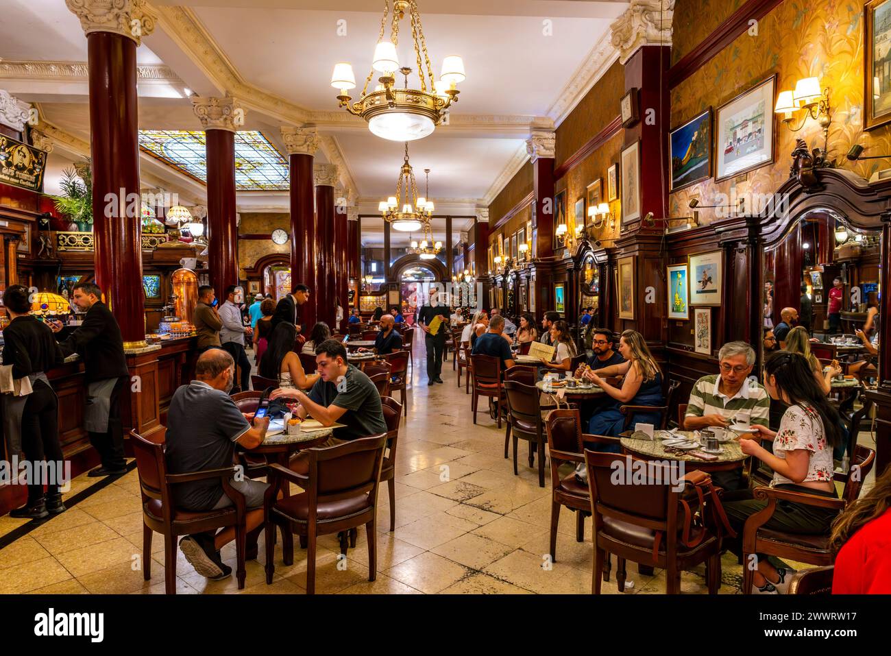 Cafe Tortoni, Avenida de Mayo, Buenos Aires, Argentina. Stock Photo