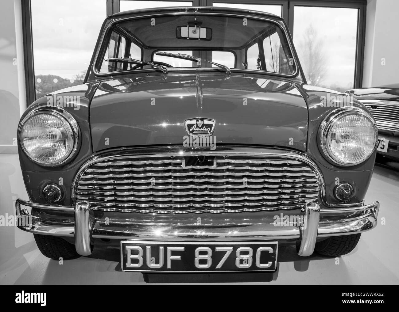 Sparkford.Somerset.United Kingdom.January 7th 2024.An Austin Super Mini Deluxe Saloon from 1965 is on show at the Haynes Motor Museum in Somerset Stock Photo