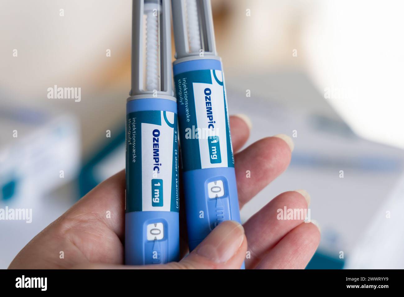 Ozempic Insulin injection pen for diabetics and weight loss Stock Photo