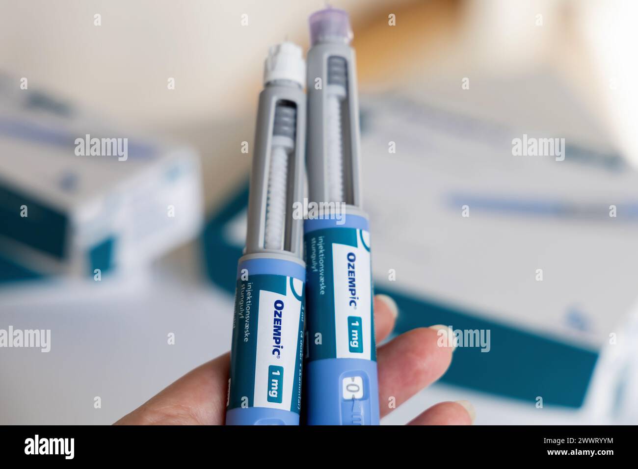 Ozempic Insulin injection pen for diabetics and weight loss Stock Photo