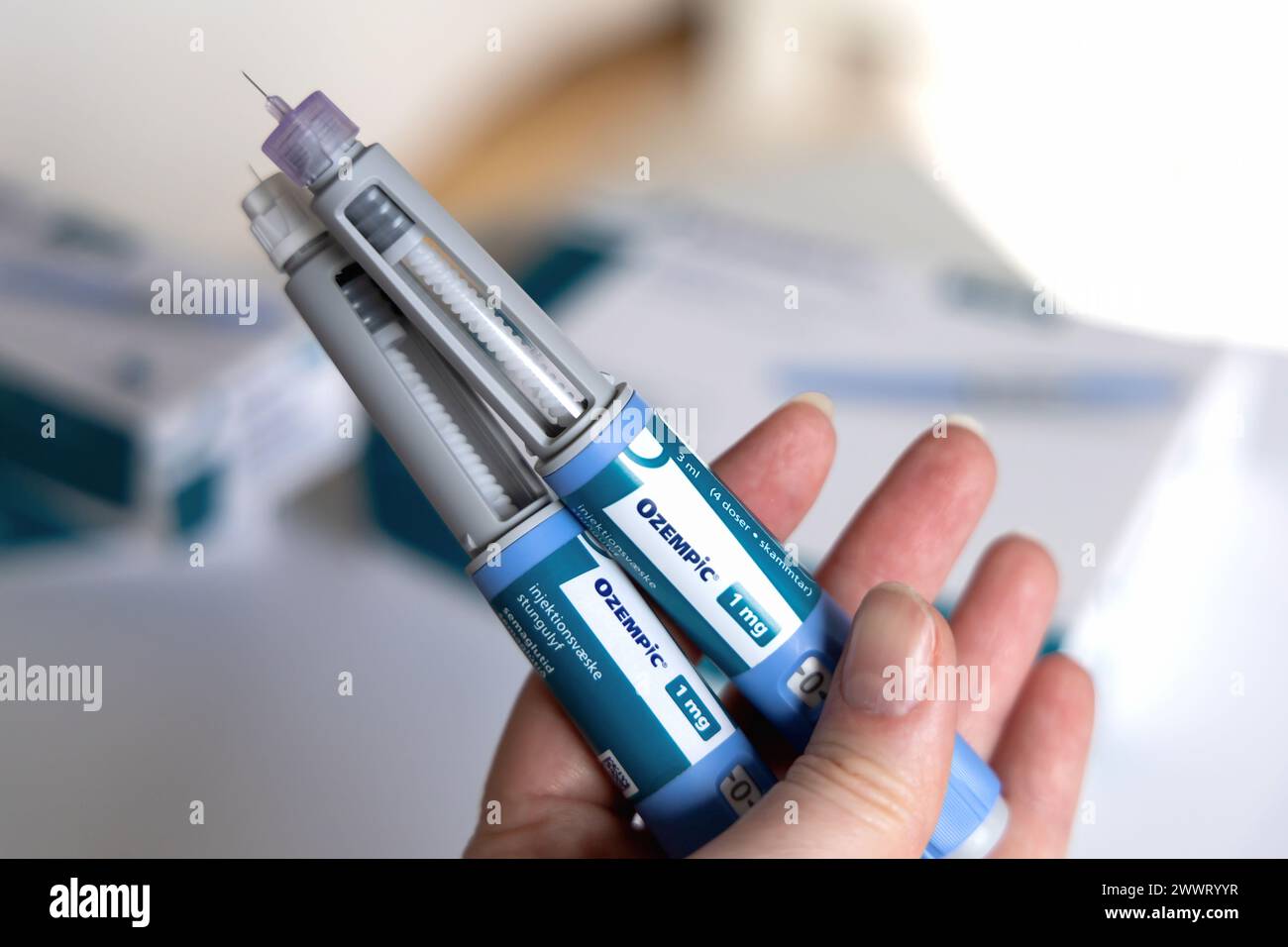 Ozempic Insulin injection pen for diabetics and weight loss Stock Photo