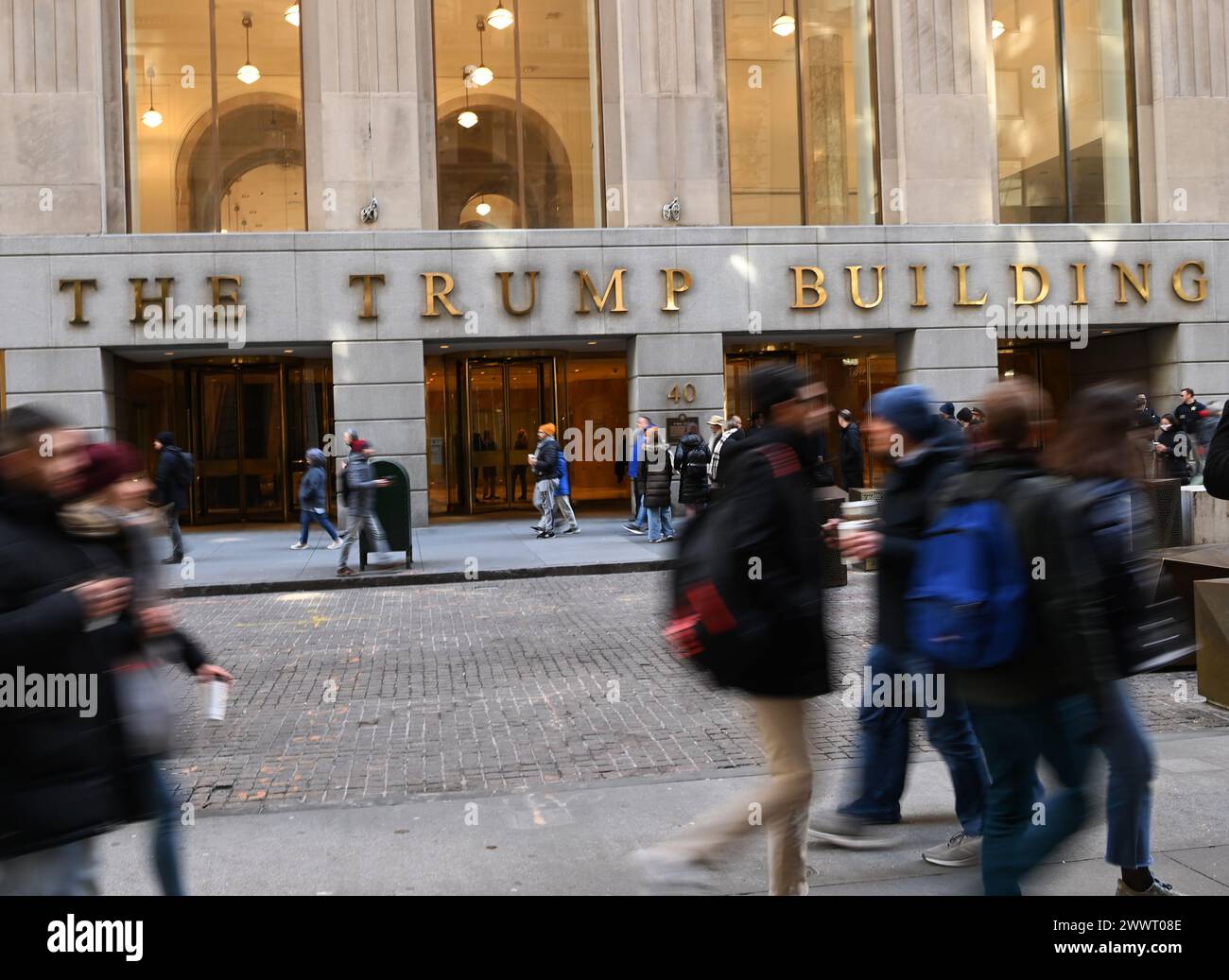 New York, New York, USA. 25th Mar, 2024. Former President Trump's downtown property, 40 Wall Street seen on the deadline day for his bond payment to NYS following the judgement arranged by AG Letitia James. He was able to delay payment another 10 days and lower the amount to $175 million. (PHOTO: Andrea RENAULT/Zuma Press) (Credit Image: © Andrea Renault/ZUMA Press Wire) EDITORIAL USAGE ONLY! Not for Commercial USAGE! Stock Photo