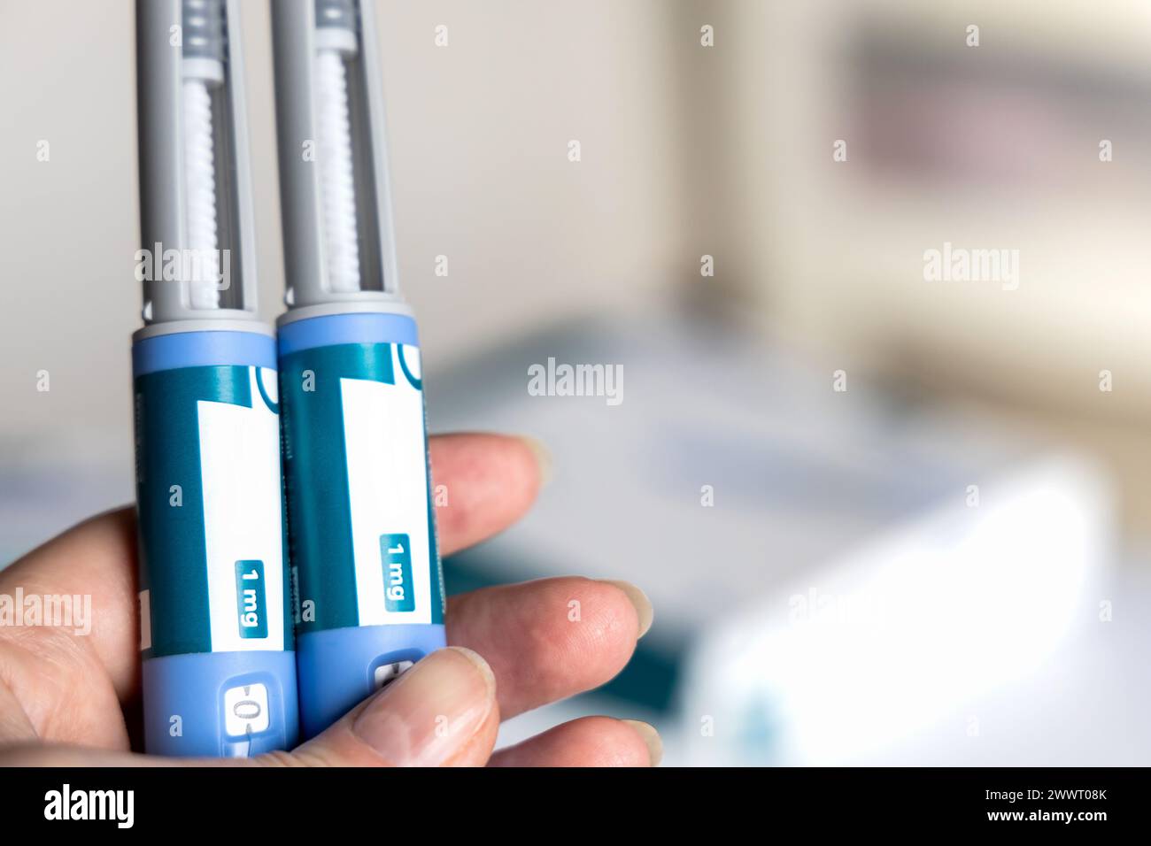Ozempic Insulin injection pen for diabetics and weight loss Stock Photo
