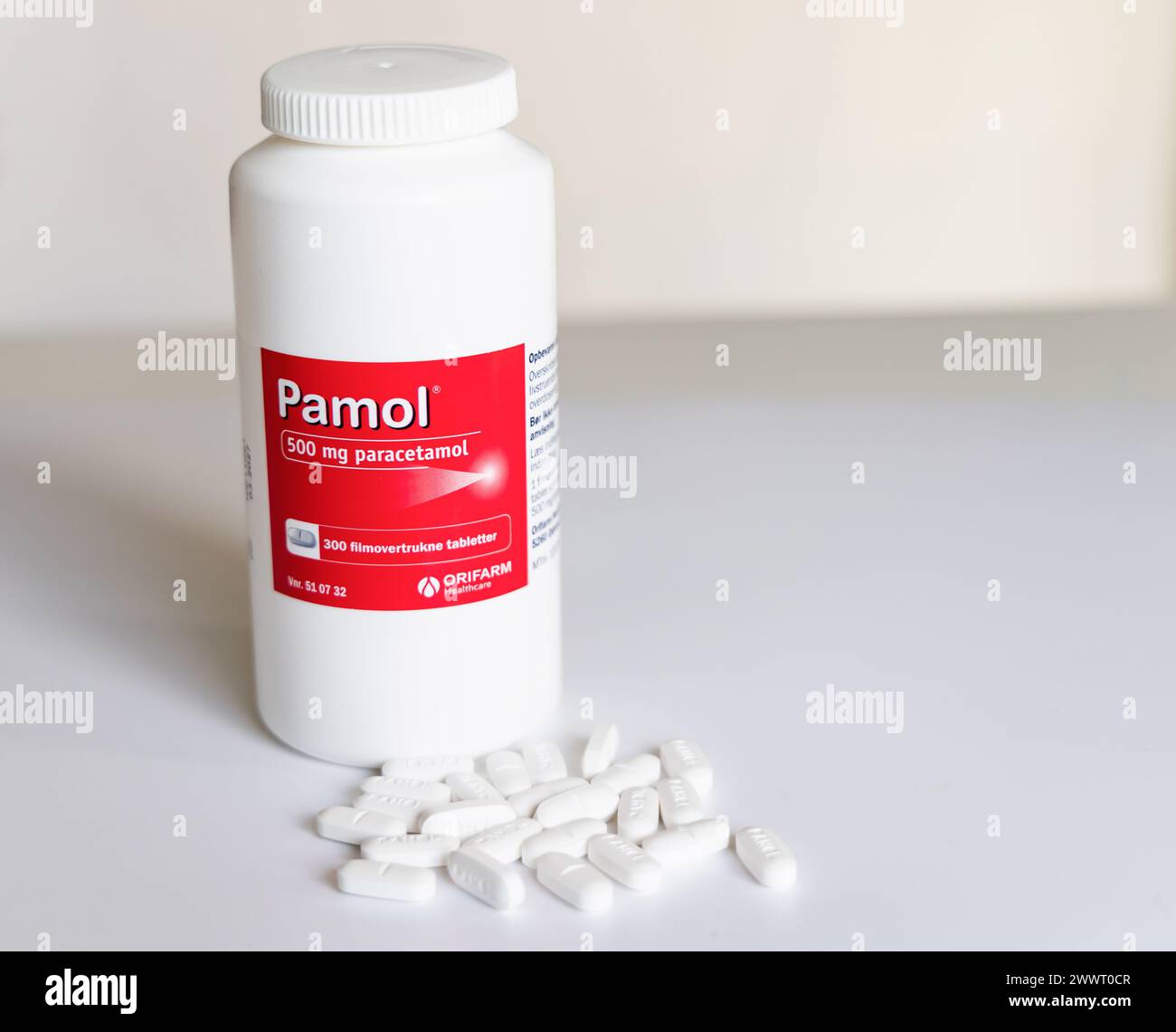 Large package of paracetamol tablets. Pills for pain and fever ...