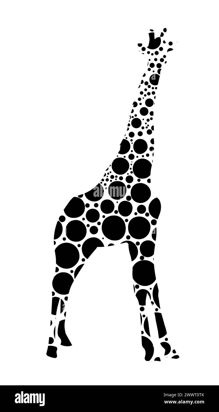 Giraffe graphic monochrome of circles. hand drawing. Not AI, Vector illustration Stock Vector