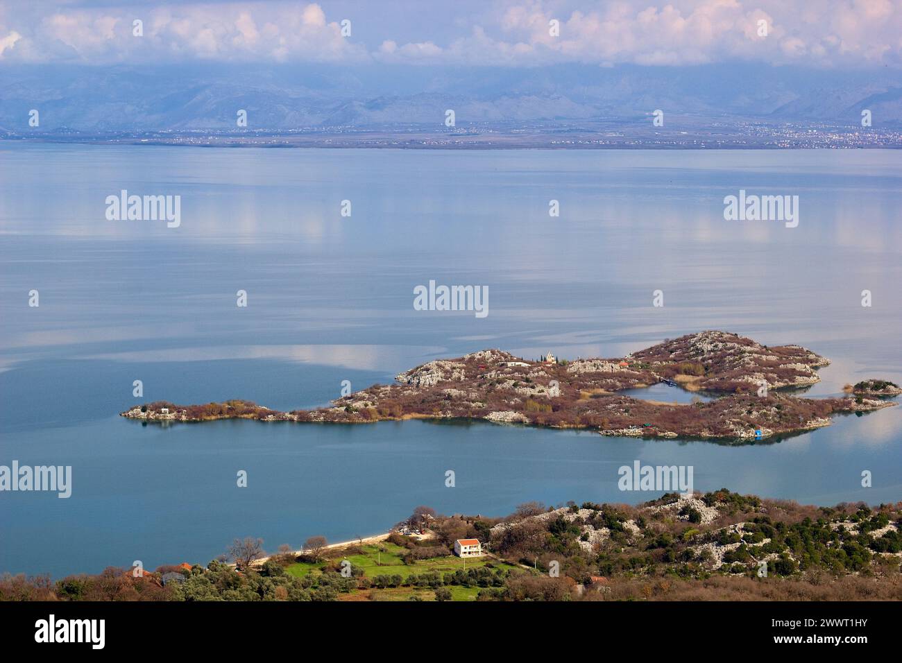 Island Beška near Donji Muriči on Skadar Lake, Montenegro Stock Photo