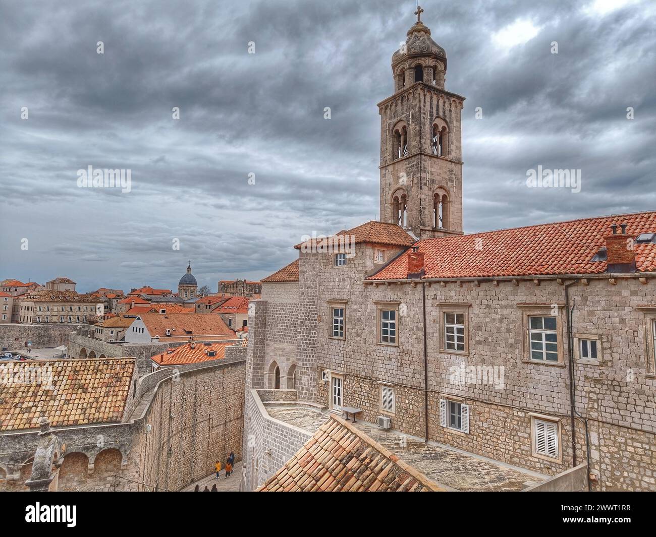 Croatia, Dubrovnik Old Town Tower - Dominican monastery. View from the city walls. Stock Photo