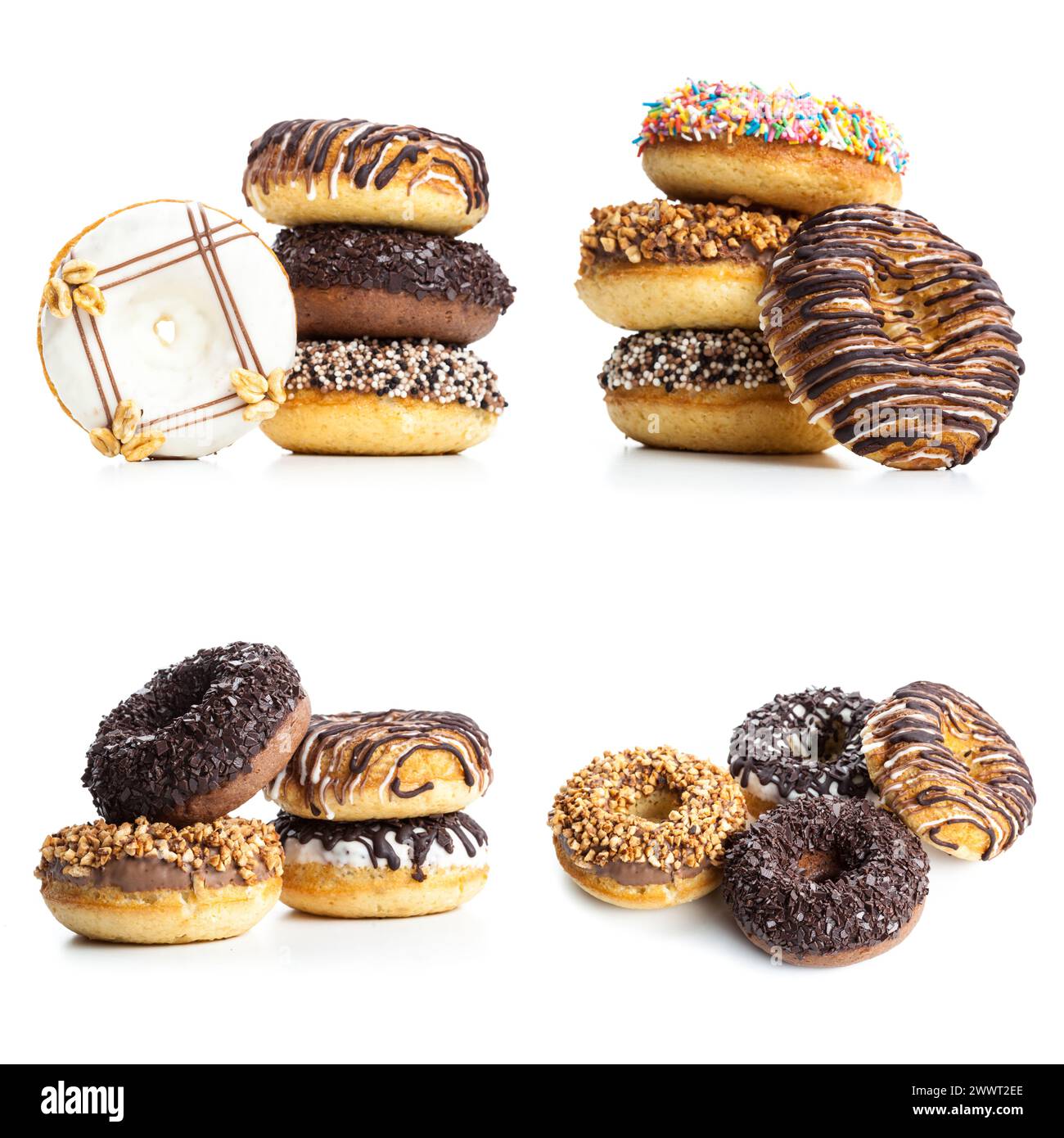 donuts isolated on white background Stock Photo - Alamy