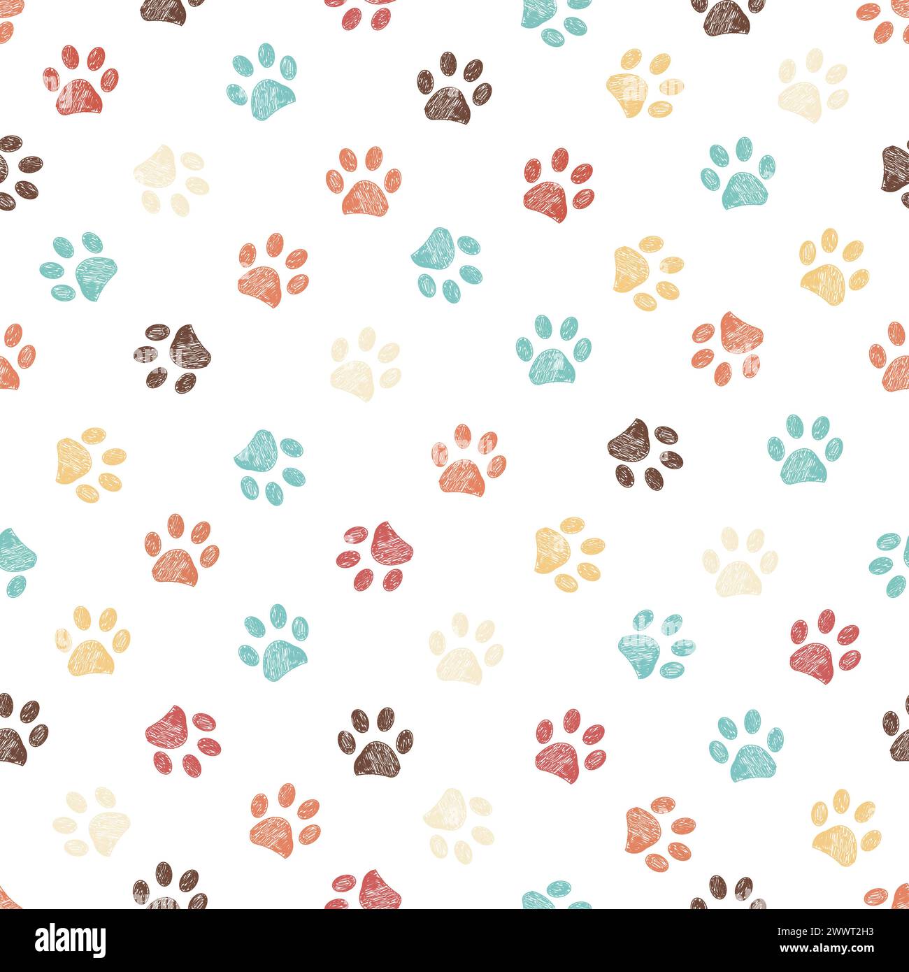 Paw prints illustration walking hi-res stock photography and images - Alamy