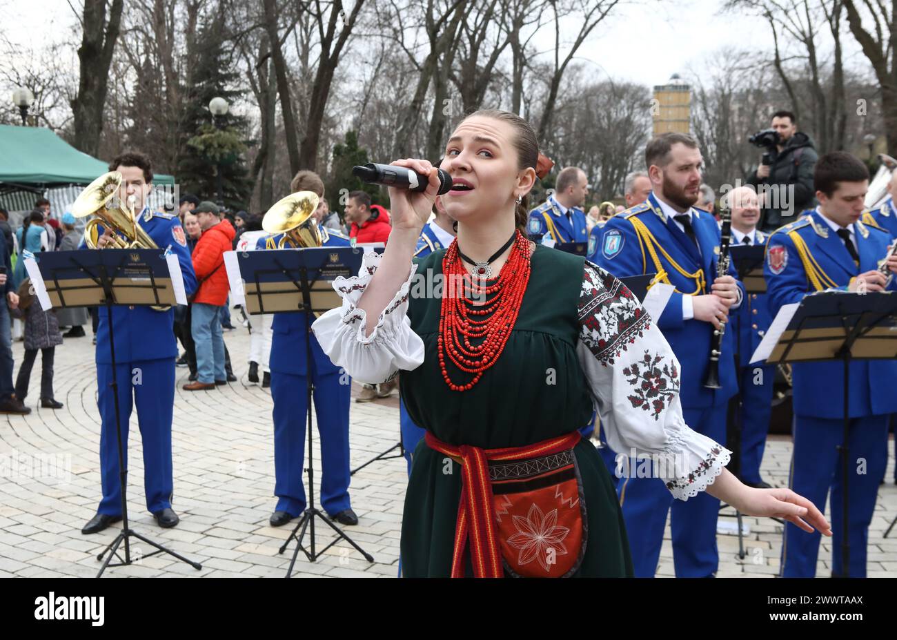 KYIV, UKRAINE MARCH 23, 2024 A singer performs during the