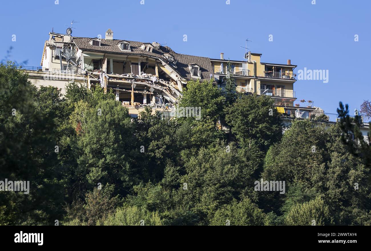 Amatrice, Rieti Italy 25 August 2016 houses destroyed by the earthquake in central Italy. Countries to rebuild Stock Photo